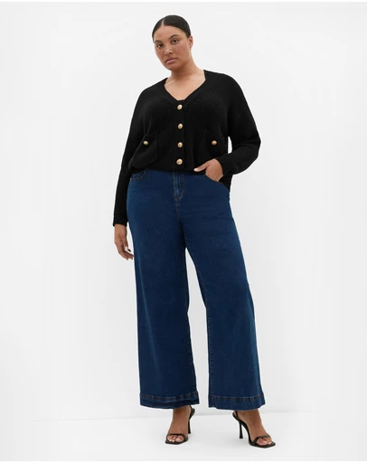 City Chic - Plus size Chloe True Knit Cardigan - black