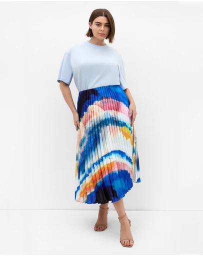 City Chic - Celina Facet Print Pleat Skirt