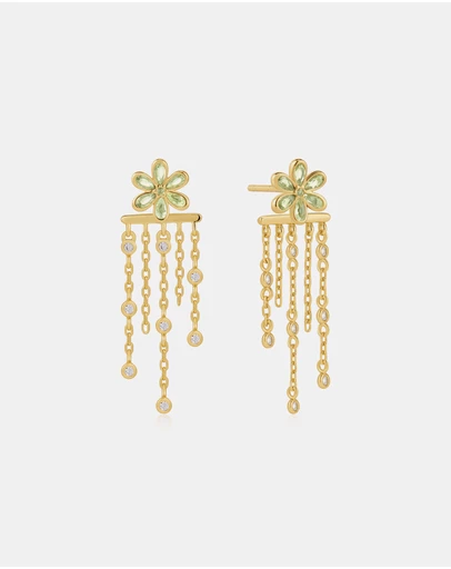 Ania Haie - Gold Floral Tassel Drop Stud Earrings