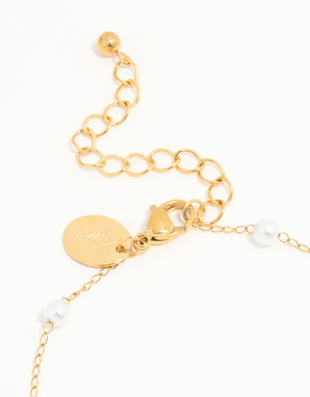 Lovisa - Waterproof Gold Plated Stainless Steel Pearl Star & Shell Charm Anklet