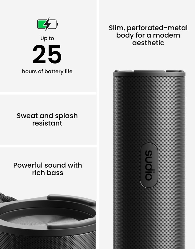 Sudio - F4 - Wireless Portable Waterproof Bluetooth Speaker, Rich Bass