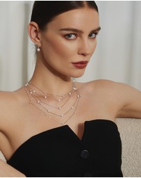 Ania Haie - Ania Haie Silver Shell Pearl Station Chain Necklace