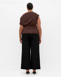City Chic - Plus size Imani Off Shoulder Top - chocolate