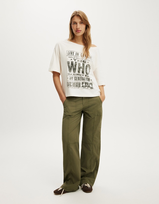 Cotton On - Lcn Music Off Shoulder Boxy Graphic Tee