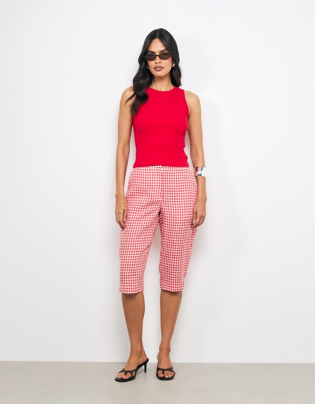 AERE - Romy Linen Gingham Capri