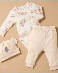 Purebaby - Australiana 3 Piece Gift Pack w/ Hat- Babies