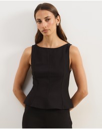 Atmos&Here - Eleni Sleeveless Peplum Ponte Structured Top