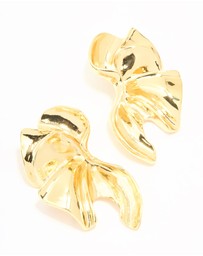 Lovisa - Gold Plated Textured Flower Fan Earrings