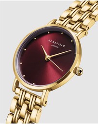 Rosefield - The Small Edit Burgundy Gold-Tone Bracelet Watch