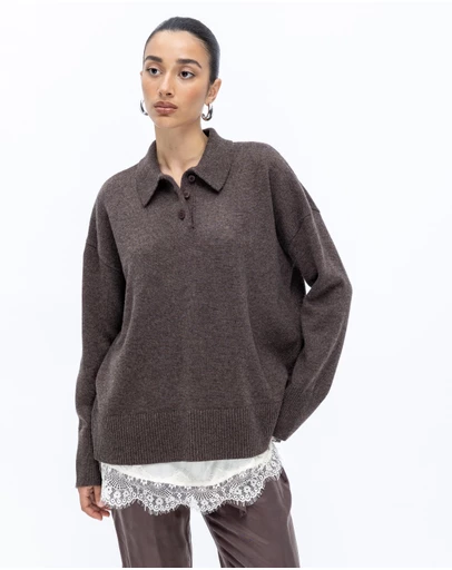 Minima Esenciales - Keir Oversized Merino Cashmere Blend Polo