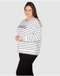 Love Your Wardrobe - LYW & Co Stripe Embroidered Sweat Top