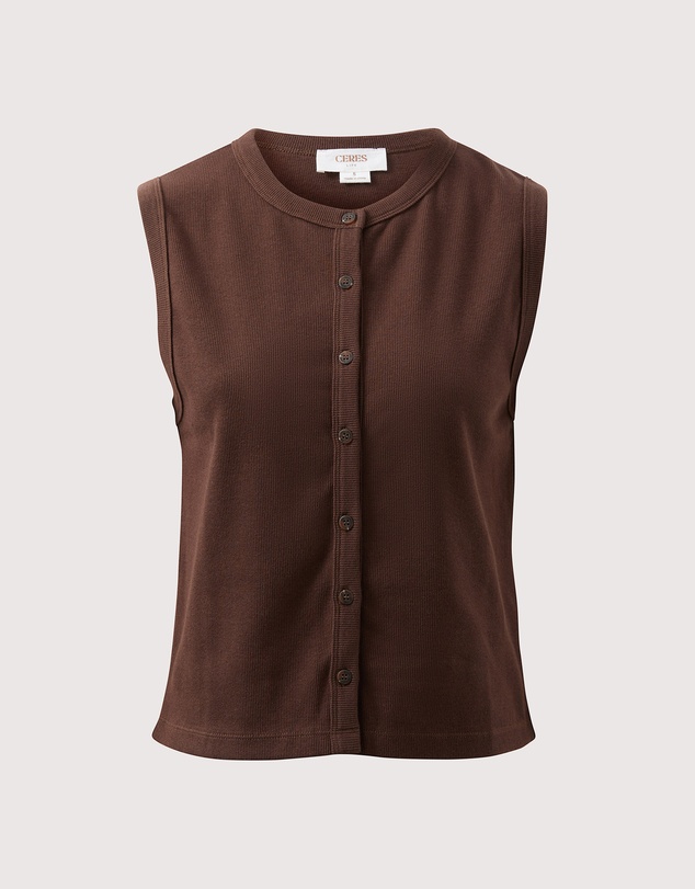 Ceres Life - Lyla Button Through Rib Tank