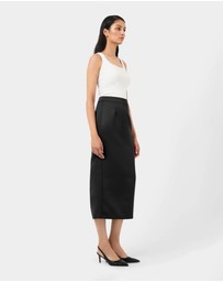 Forcast - Bel Tailored Satin Midi Skirt