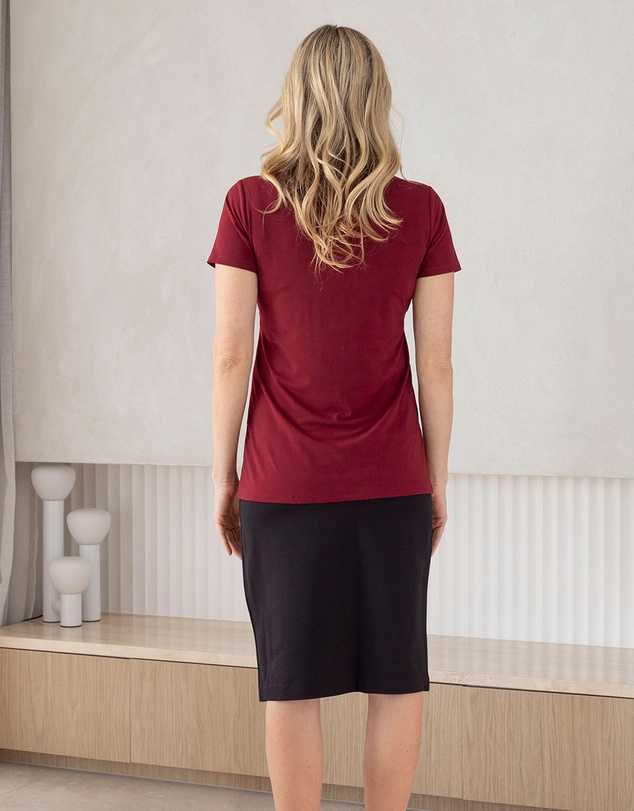 Angel Maternity - Bree Maternity Crossover Work Top - Burgundy