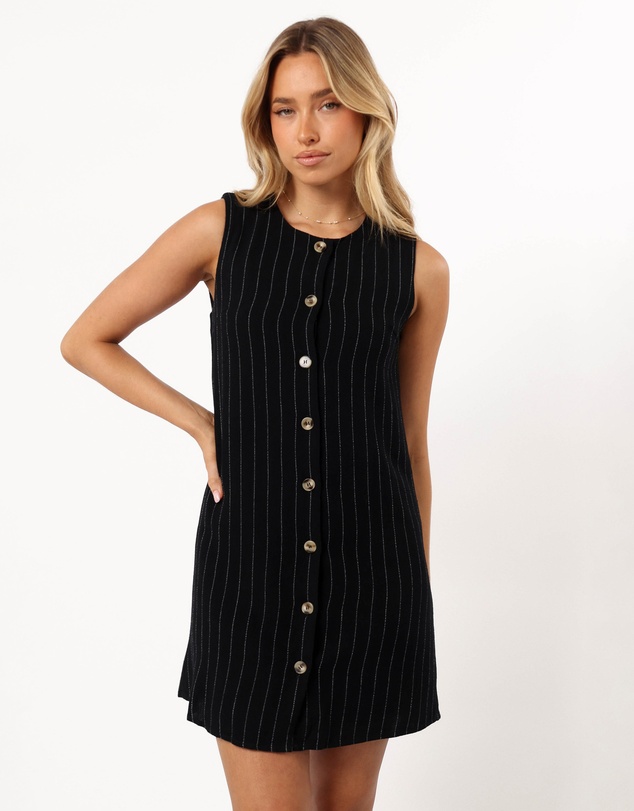 Petal & Pup - Leslie Mini Dress - Black Stripe