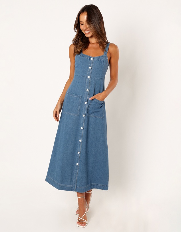 Petal & Pup - Bettie Midi Dress - Mid Blue Denim