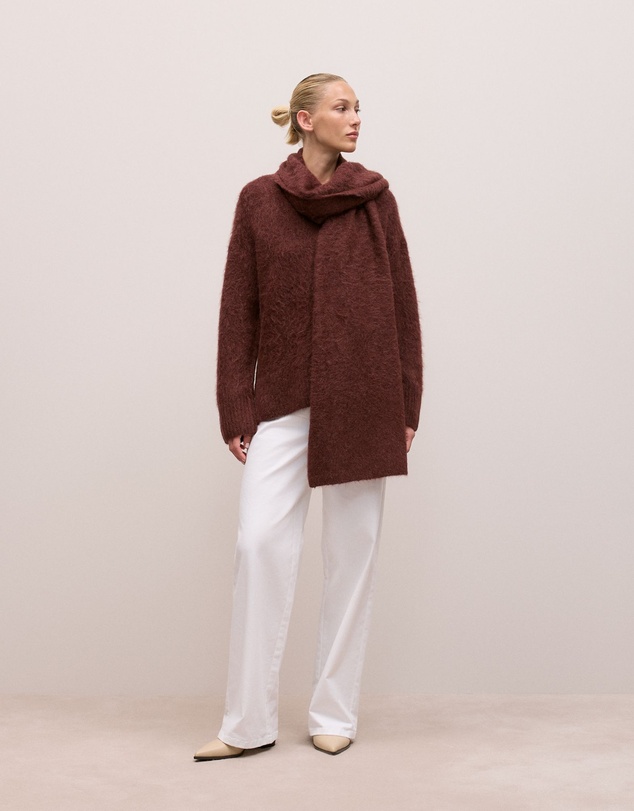 Trenery - Brushed Alpaca Relaxed V Knit in Espresso