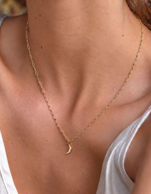 Luna Rae - Gold Vermeil Paperclip Crescent Necklace