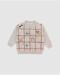 Bebe by Minihaha - Otto Puppy Grid Organic Knitted Jumper - Babies