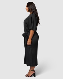 Pink Dusk by Curve Project - Act Up Satin Midi Dress