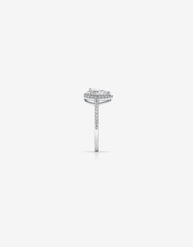 Michael Hill - Pear Shaped Cubic Zirconia Halo and Side Accent Ring in Sterling Silver