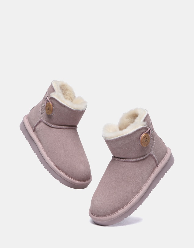 EVERAU - Australian Shepherd Ugg Nolan Kids Mini Button Cow Suede Upper UGG Boots