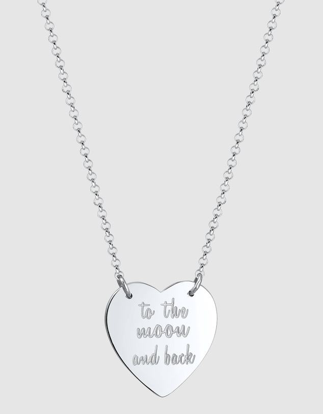 Elli Jewelry - Necklace Pendant Love Heart Wording in 925 Sterling Silver