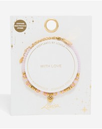 Lovisa - Waterproof Gold Plated Stainless Steel Rose Quartz Semi Precious Mini Heart Bracelet