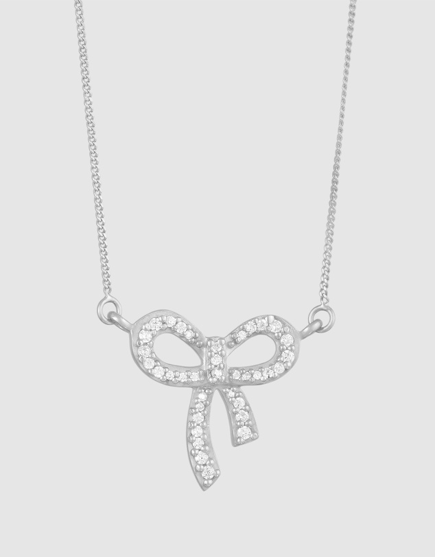 Elli Jewelry - Necklace Ribbon Zirconia 925 Sterling Silver