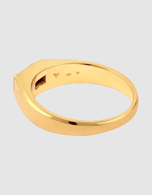 Kuzzoi - ICONIC EXCLUSIVE - Slim Signet Ring with Sapphire in Gold-Plated 925 Sterling Silver
