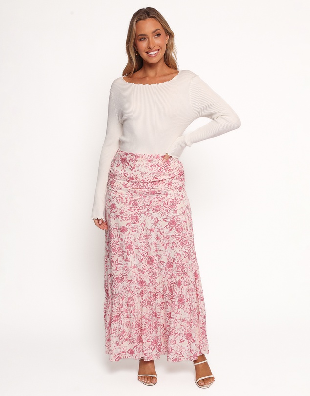 Petal & Pup - Velda Ruched Maxi Skirt - Pink Floral