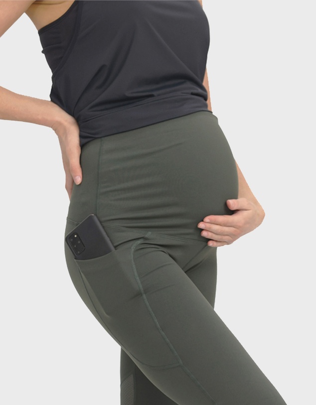 Angel Maternity - Maternity Workout 3/4 Length Legging - Khaki Green