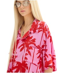 THE TALES - Pink Palm Oversized Silk Shirt