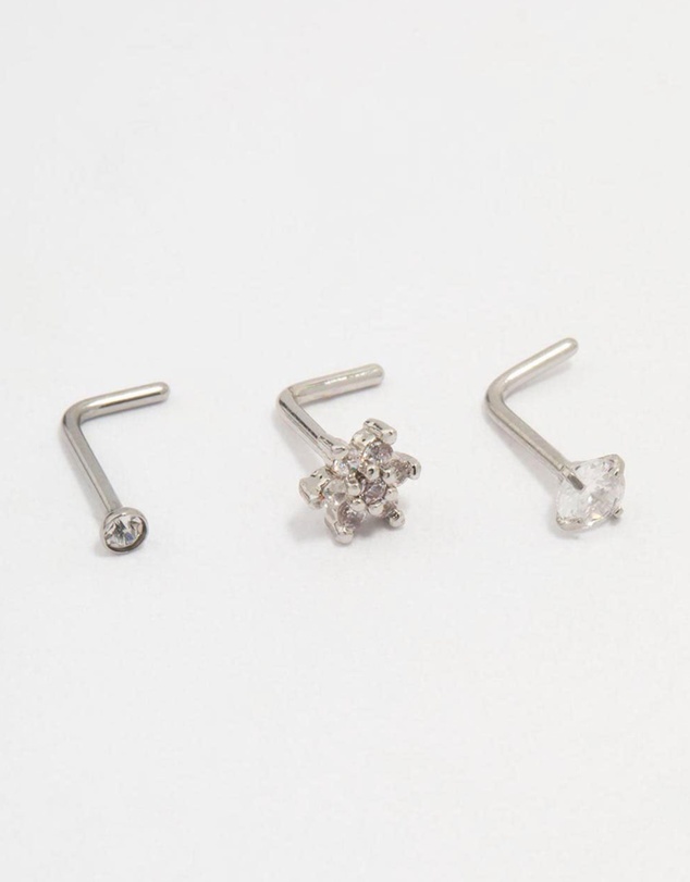 Lovisa - Surgical Steel Flower Nose Stud 3-Pack