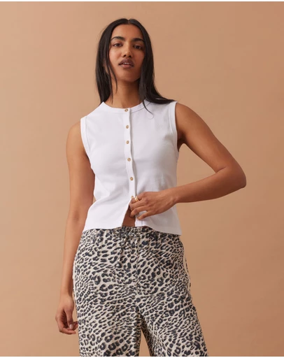 Ceres Life - Lyla Button Through Rib Tank