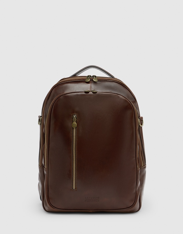 Republic of Florence - The Belfast Brown Laptop Backpack
