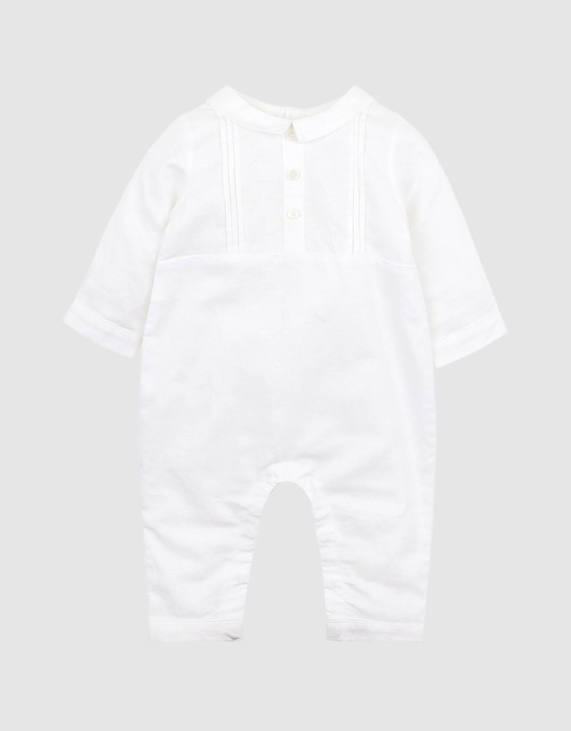 Bebe by Minihaha - Dressy LS Linen Blend Romper - Babies