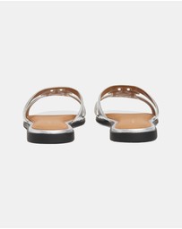 Tommy Hilfiger - Logo Strap Metallic Mules - Women's