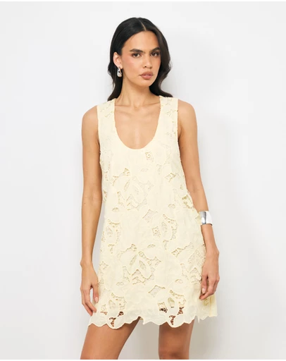 AERE - Evania Lace Shift Mini Dress