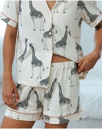 Chelsea Peers - Organic Cotton Giraffe Print Short Pyjama Set