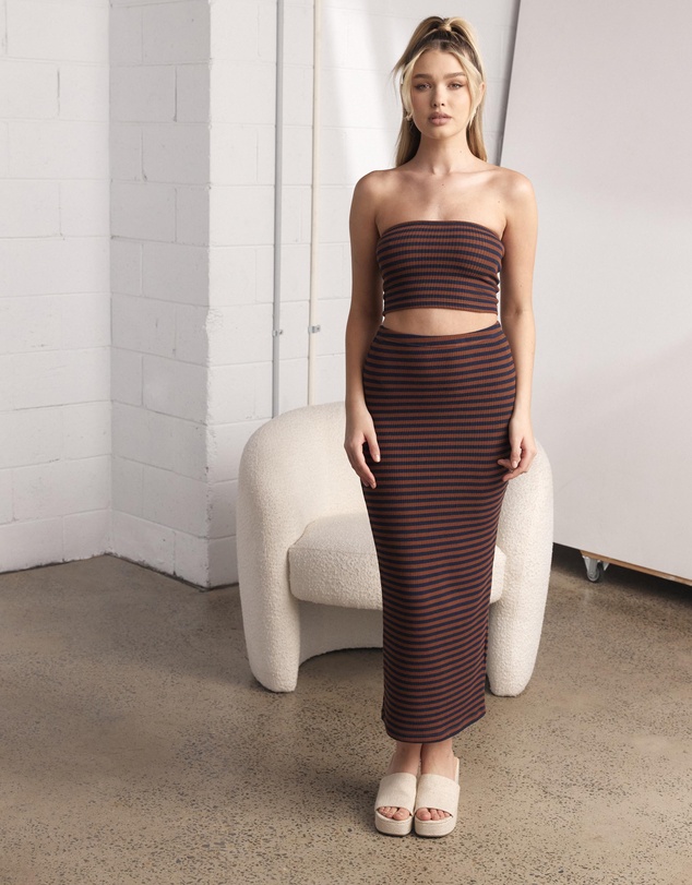 Dazie - Siren Stripes Midi Skirt