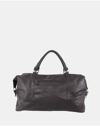 Pierre Cardin - Pierre Cardin Rustic Leather Business/Overnight Bag in Black