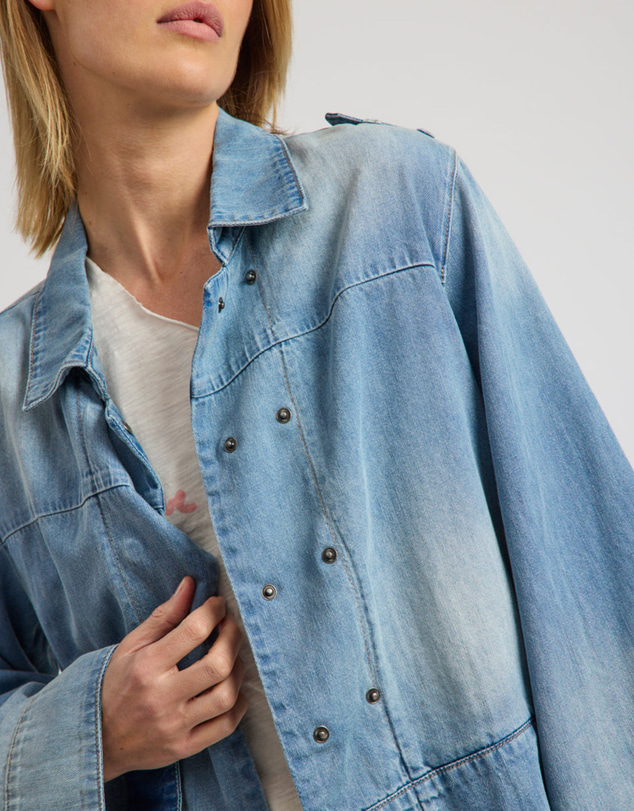 ONE TEASPOON - Victory Belle Denim Linen Jacket - Blue Latte