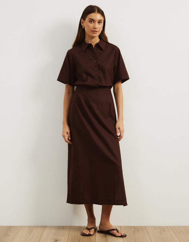Atmos&Here - Remi Linen Blend Midi Shirt Dress