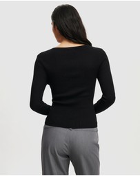 Cotton On - Rib Knit Henley Long Sleeve Top
