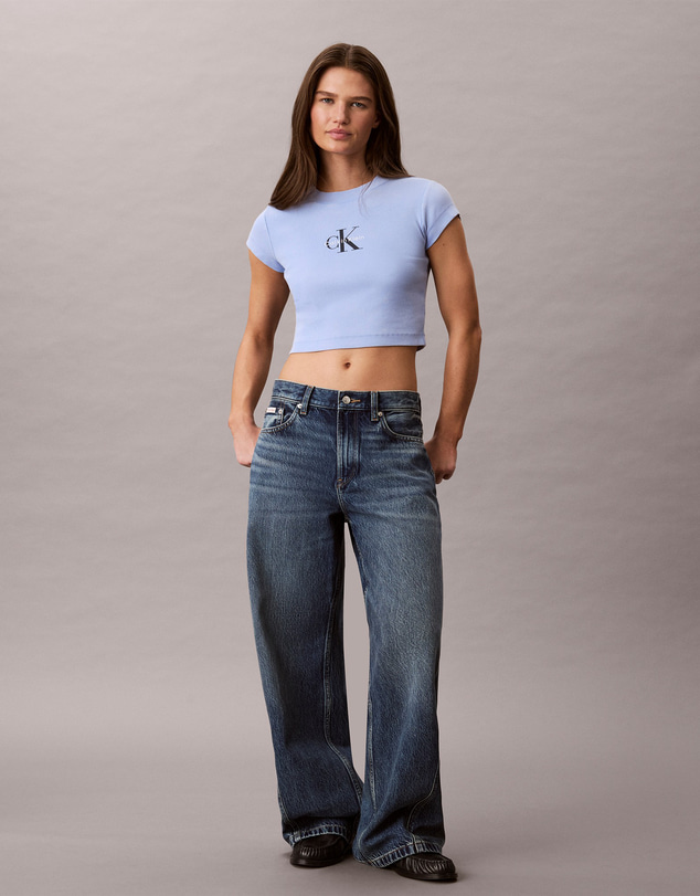 Calvin Klein Jeans - Monologo Rib Acid Wash Baby Tee
