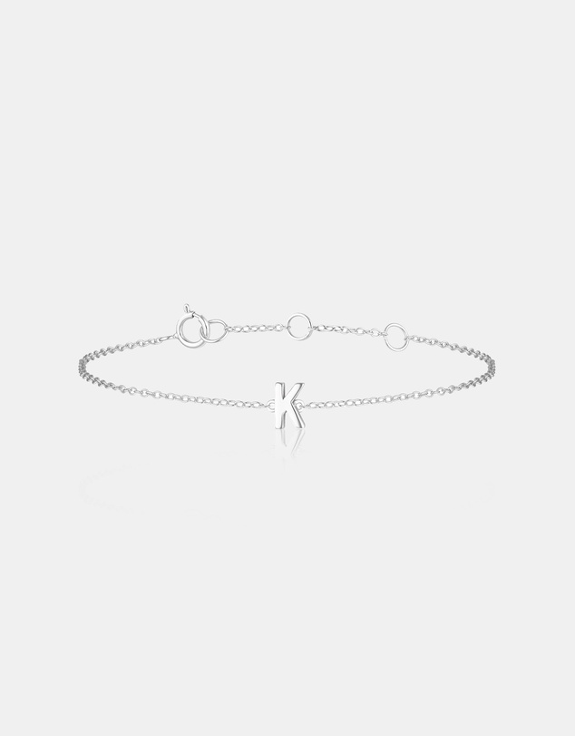 The Silver Collective - Children's A-Z Letter Bracelet - K