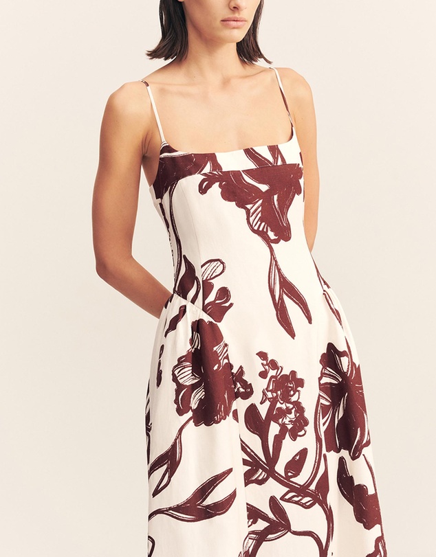 Shona Joy - Emmett Square Neck Panelled Midi Dress