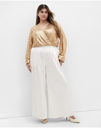 City Chic - Plus size Saturn Sequin Crop Top - gold