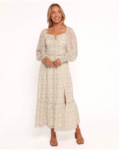 Petal & Pup - Keziah Long Sleeve Maxi Dress - Yellow Floral
